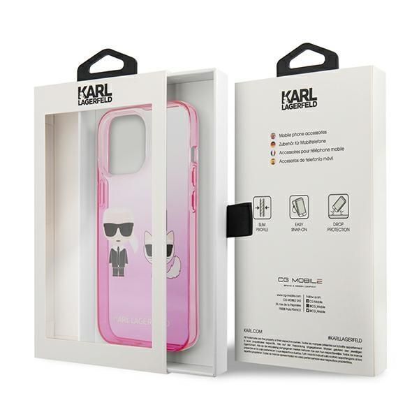 Back panel cover Karl Lagerfeld Karl Lagerfeld KLHCP13LTGKCP iPhone 13 Pro / 13 6,1" hardcase różowy/pink Gradient Ikonik Karl & Choupette