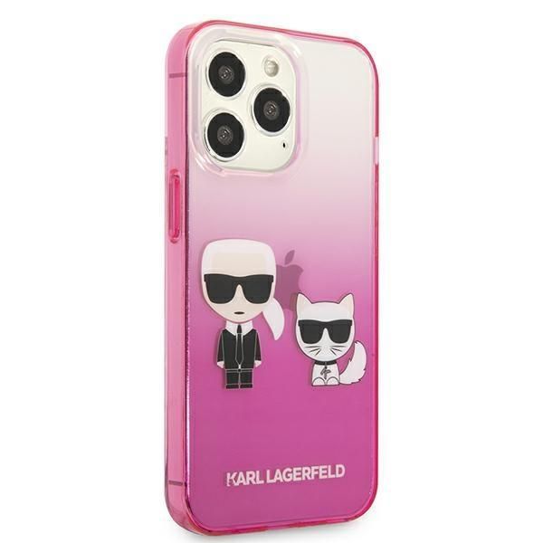 Back panel cover Karl Lagerfeld Karl Lagerfeld KLHCP13LTGKCP iPhone 13 Pro / 13 6,1" hardcase różowy/pink Gradient Ikonik Karl & Choupette