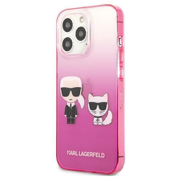 Back panel cover Karl Lagerfeld Karl Lagerfeld KLHCP13LTGKCP iPhone 13 Pro / 13 6,1" hardcase różowy/pink Gradient Ikonik Karl & Choupette