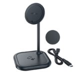 Adapteriai Acefast  Acefast 15W Qi Wireless Charger for iPhone (with MagSafe) and Apple AirPods Stand Holder Magnetic Holder Gray (E6 gray) 