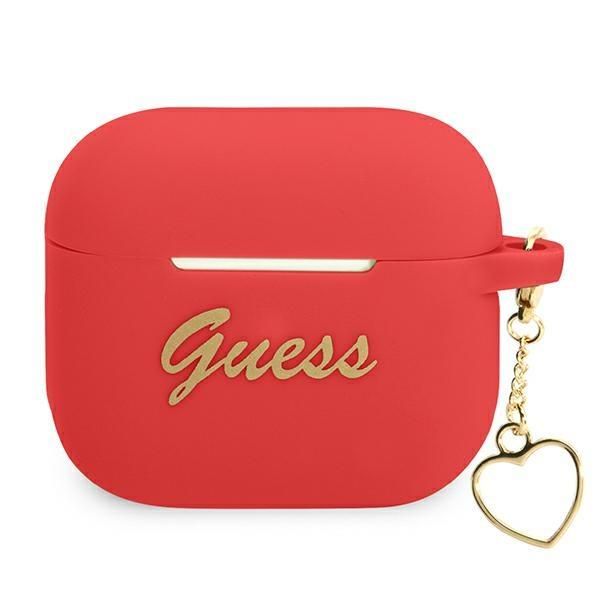 Aizmugurējais vāciņš Guess Guess GUA3LSCHSR AirPods 3 cover red/red Silicone Charm Heart Collection