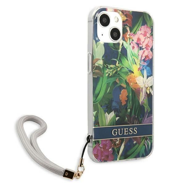 Aizmugurējais vāciņš Guess Guess GUHCP13SHFLSB iPhone 13 mini 5.4" blue/blue hardcase Flower Strap