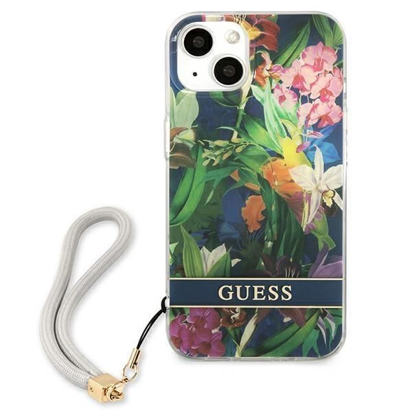 Aizmugurējais vāciņš Guess Guess GUHCP13SHFLSB iPhone 13 mini 5.4" blue/blue hardcase Flower Strap