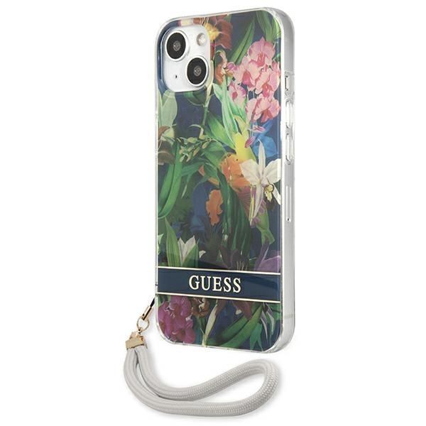 Aizmugurējais vāciņš Guess Guess GUHCP13SHFLSB iPhone 13 mini 5.4" blue/blue hardcase Flower Strap