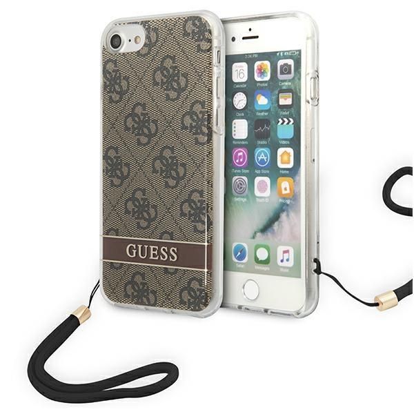 Tagakaaned Guess Guess GUOHCI8H4STW iPhone SE 2022 / SE 2020 / 7/ 8 brown/brown hardcase 4G Print Strap