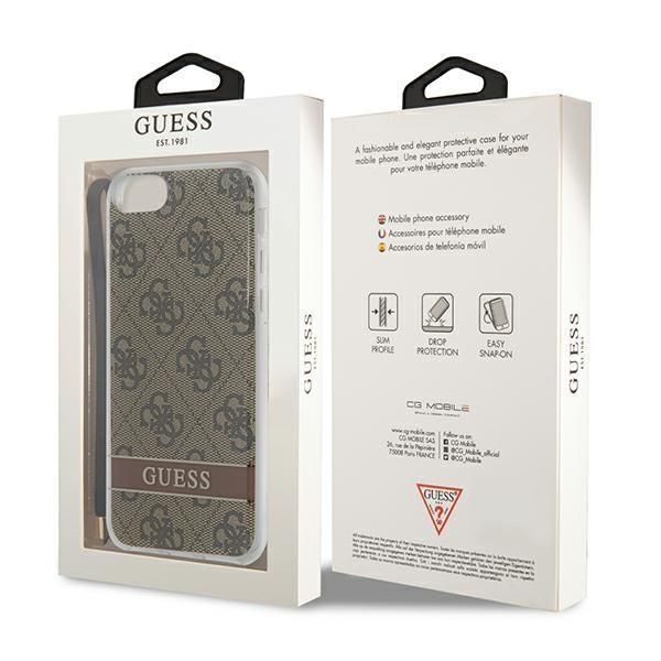 Tagakaaned Guess Guess GUOHCI8H4STW iPhone SE 2022 / SE 2020 / 7/ 8 brown/brown hardcase 4G Print Strap