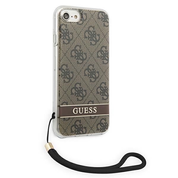 Tagakaaned Guess Guess GUOHCI8H4STW iPhone SE 2022 / SE 2020 / 7/ 8 brown/brown hardcase 4G Print Strap