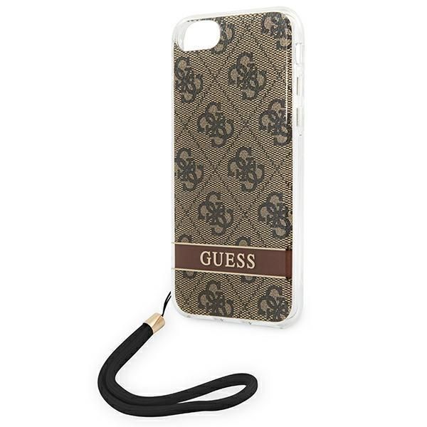 Tagakaaned Guess Guess GUOHCI8H4STW iPhone SE 2022 / SE 2020 / 7/ 8 brown/brown hardcase 4G Print Strap