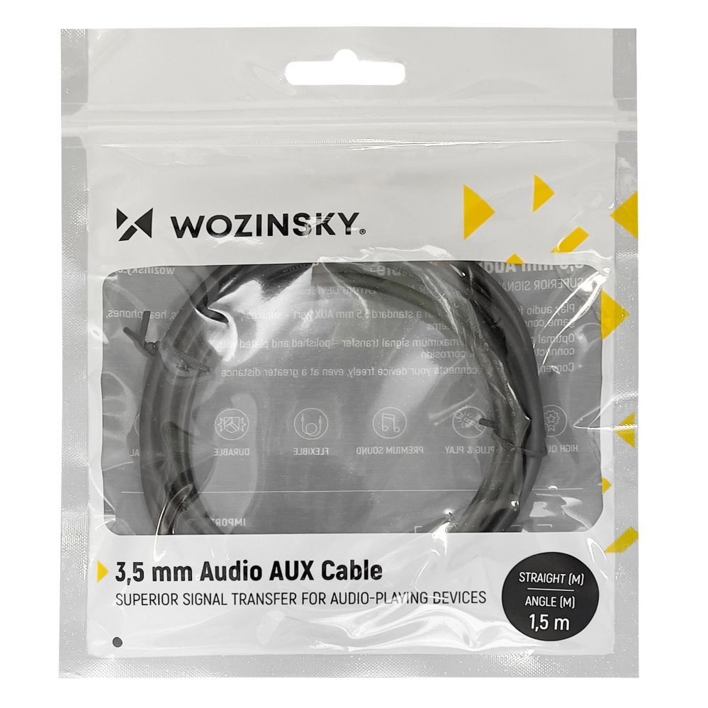 Kaabel Wozinsky Wozinsky AUX cable angled (male-male) mini jack cable 1.5 m black