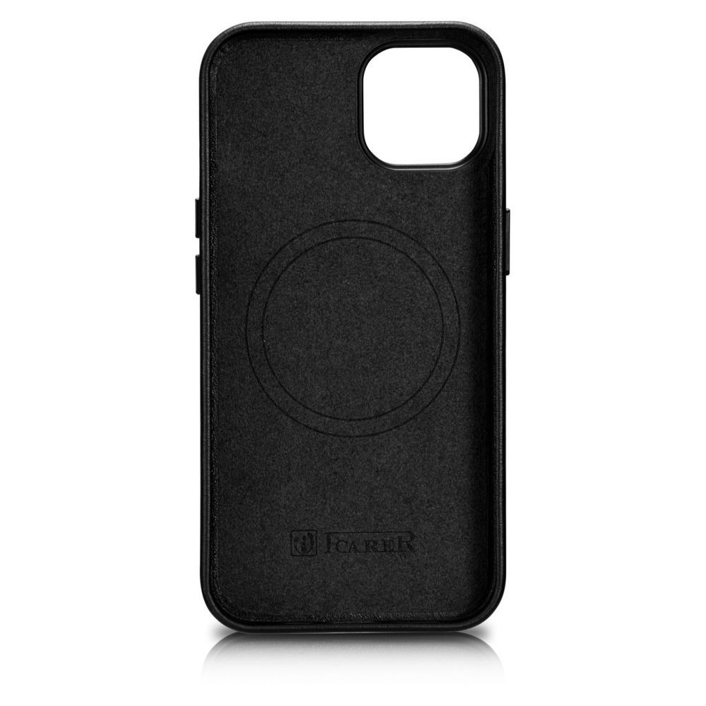 Tagakaaned iCarer iCarer Case Leather cover for iPhone 14 black (WMI14220705-BK) (MagSafe compatible)