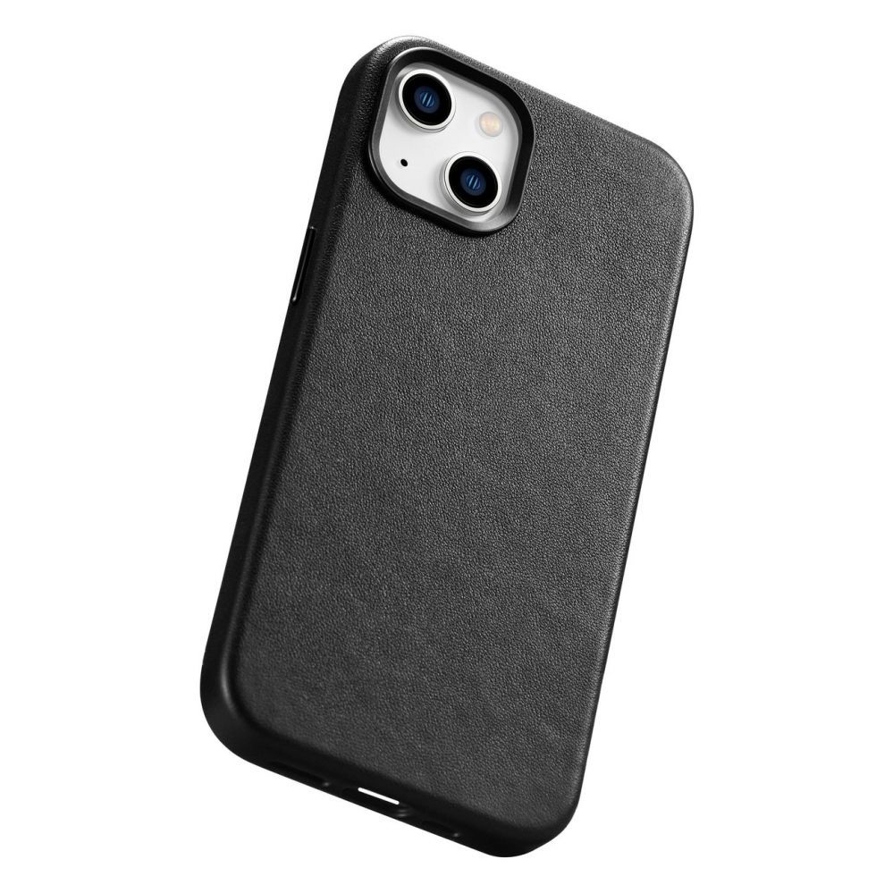 Tagakaaned iCarer iCarer Case Leather cover for iPhone 14 black (WMI14220705-BK) (MagSafe compatible)