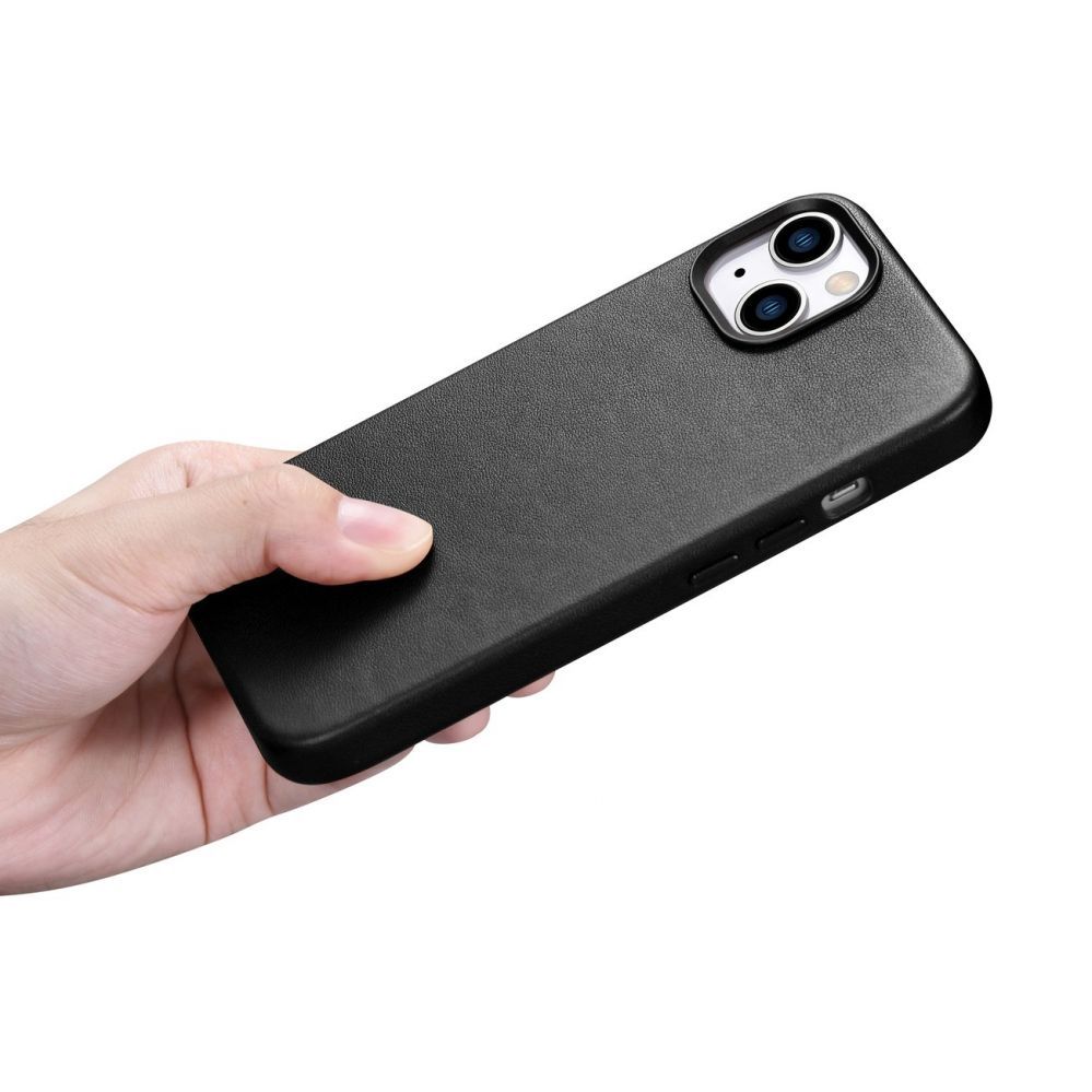 Tagakaaned iCarer iCarer Case Leather cover for iPhone 14 black (WMI14220705-BK) (MagSafe compatible)