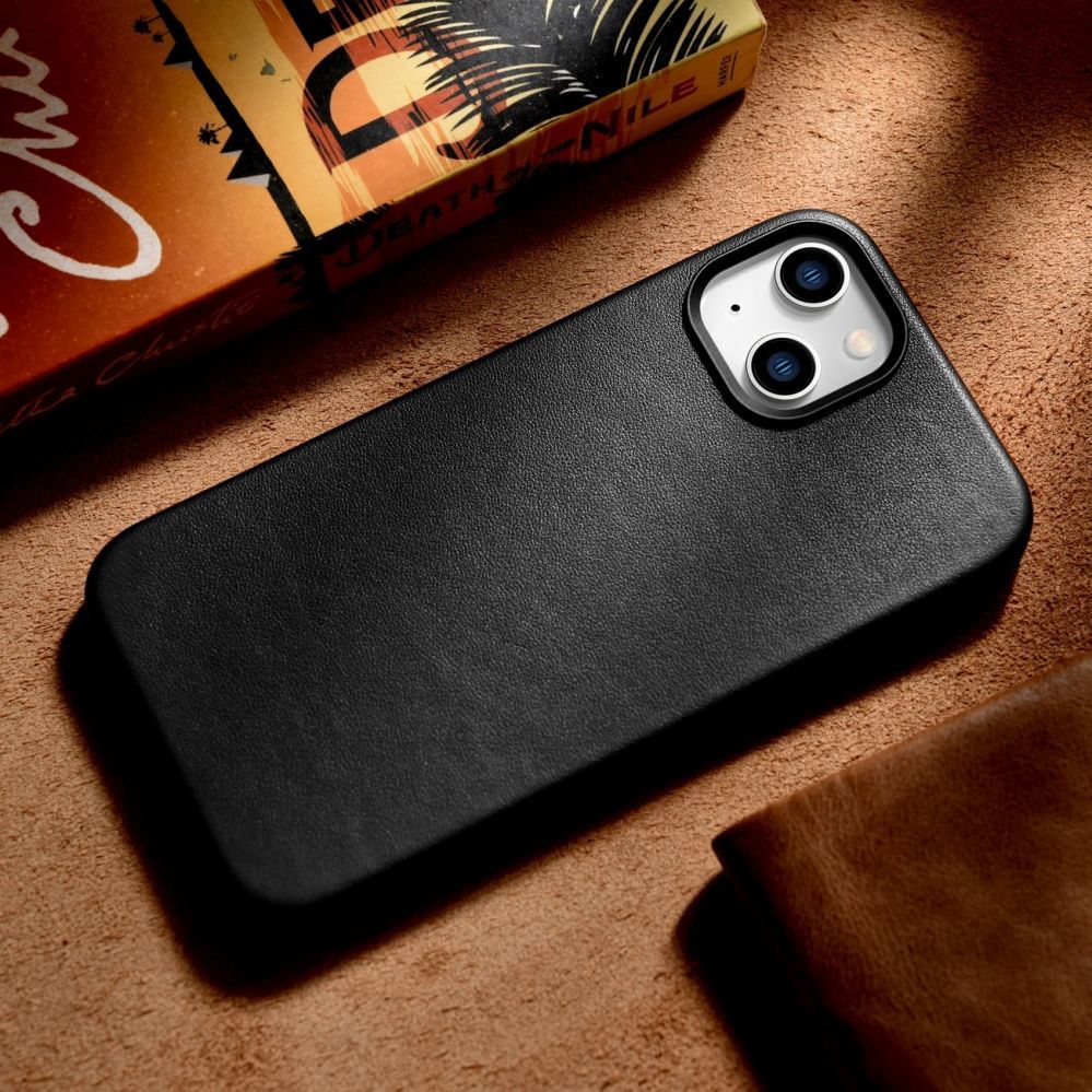 Tagakaaned iCarer iCarer Case Leather cover for iPhone 14 black (WMI14220705-BK) (MagSafe compatible)