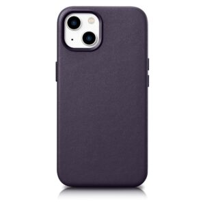 Aizmugurējais vāciņš iCarer  iCarer Case Leather Cover Case for iPhone 14 Dark Purple (WMI14220705-DP) (MagSafe Compatible) 