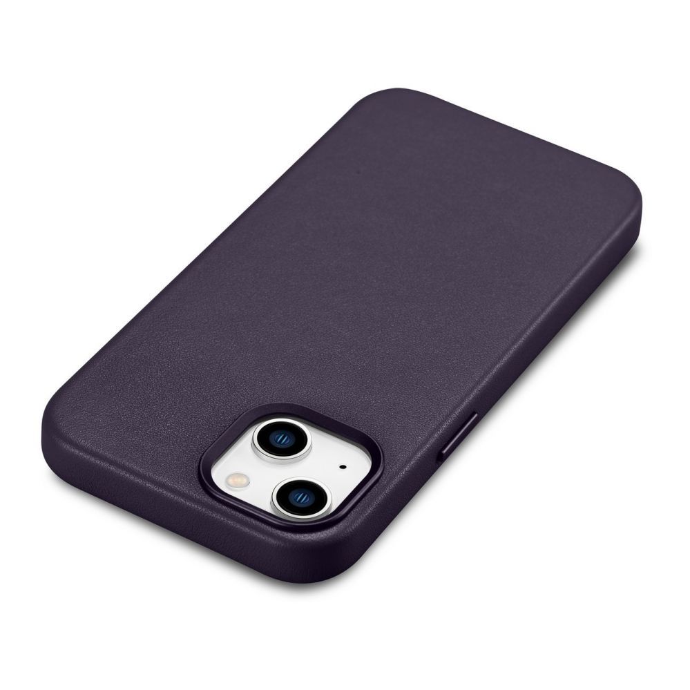 Aizmugurējais vāciņš iCarer iCarer Case Leather Cover Case for iPhone 14 Dark Purple (WMI14220705-DP) (MagSafe Compatible)