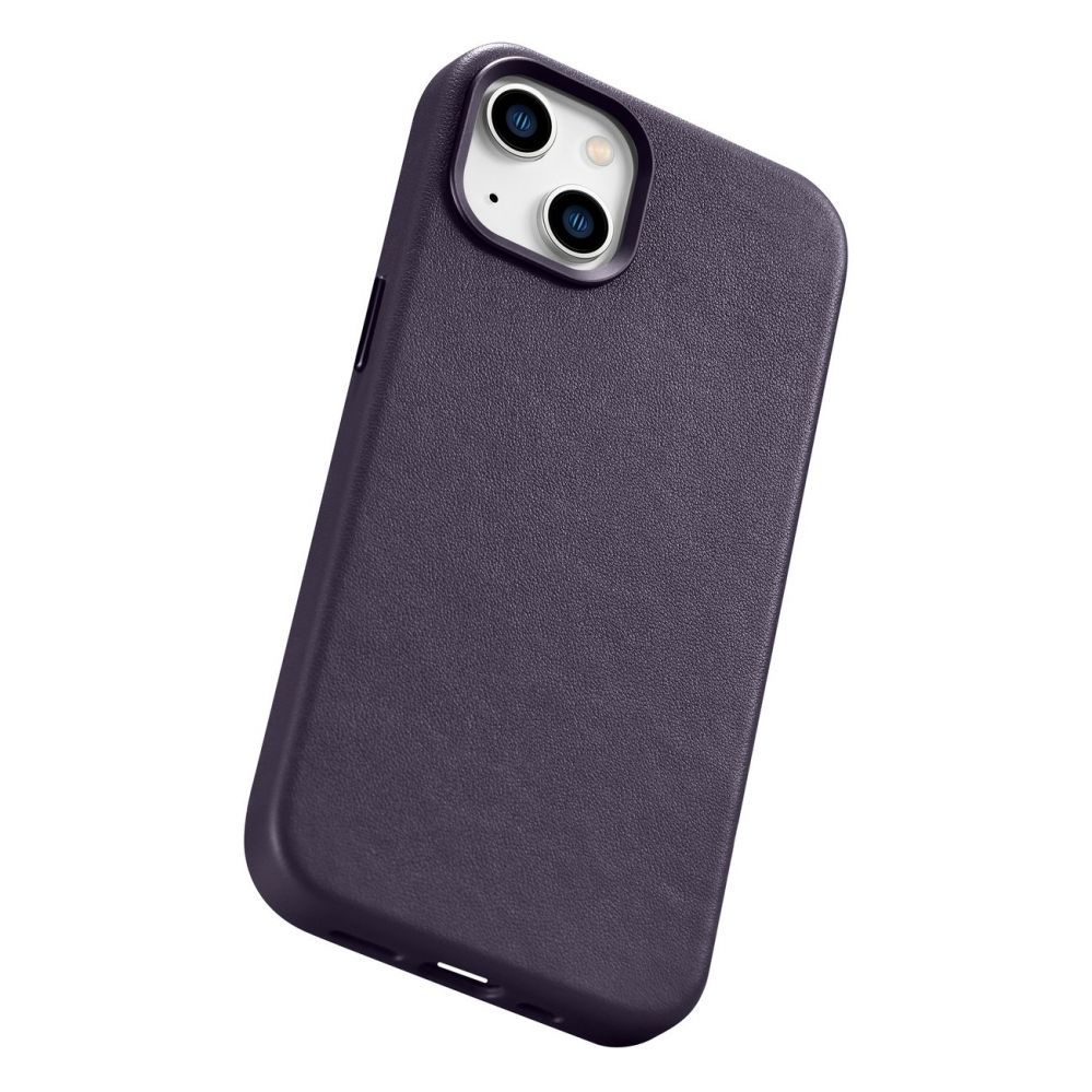 Aizmugurējais vāciņš iCarer iCarer Case Leather Cover Case for iPhone 14 Dark Purple (WMI14220705-DP) (MagSafe Compatible)