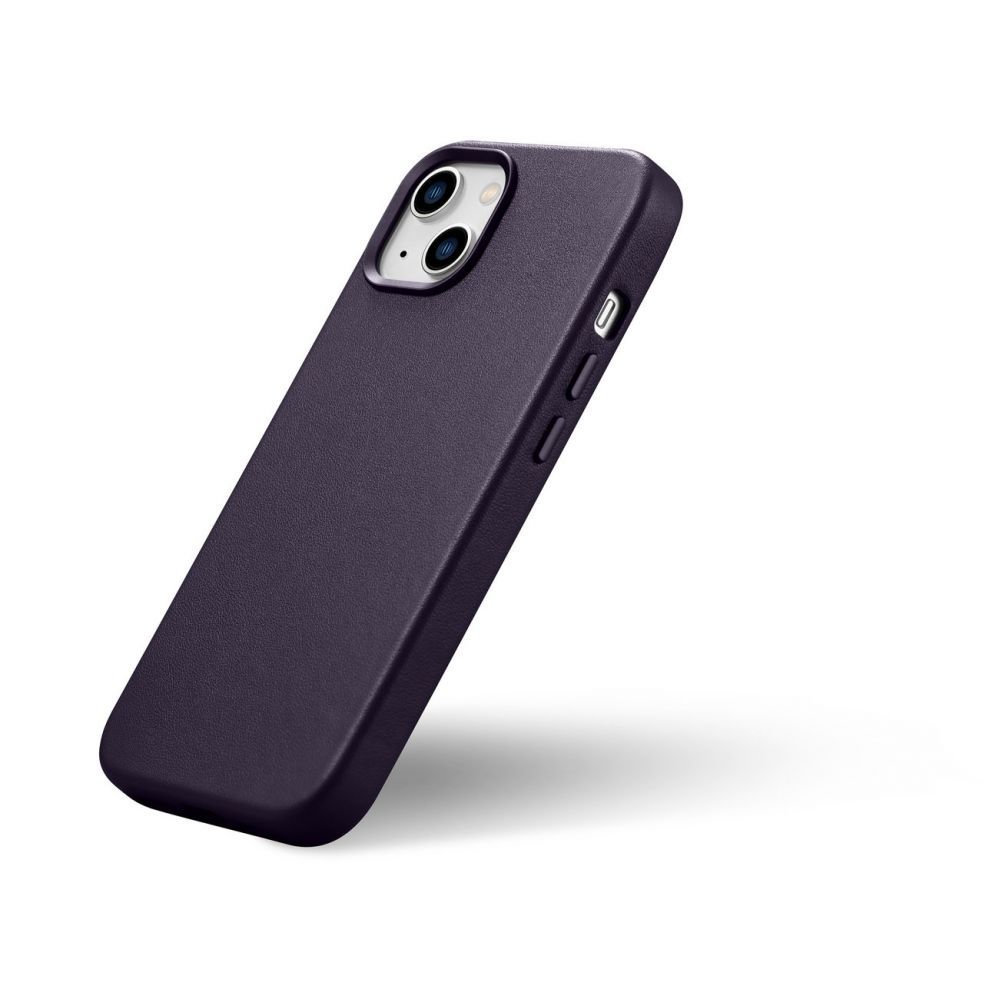 Aizmugurējais vāciņš iCarer iCarer Case Leather Cover Case for iPhone 14 Dark Purple (WMI14220705-DP) (MagSafe Compatible)