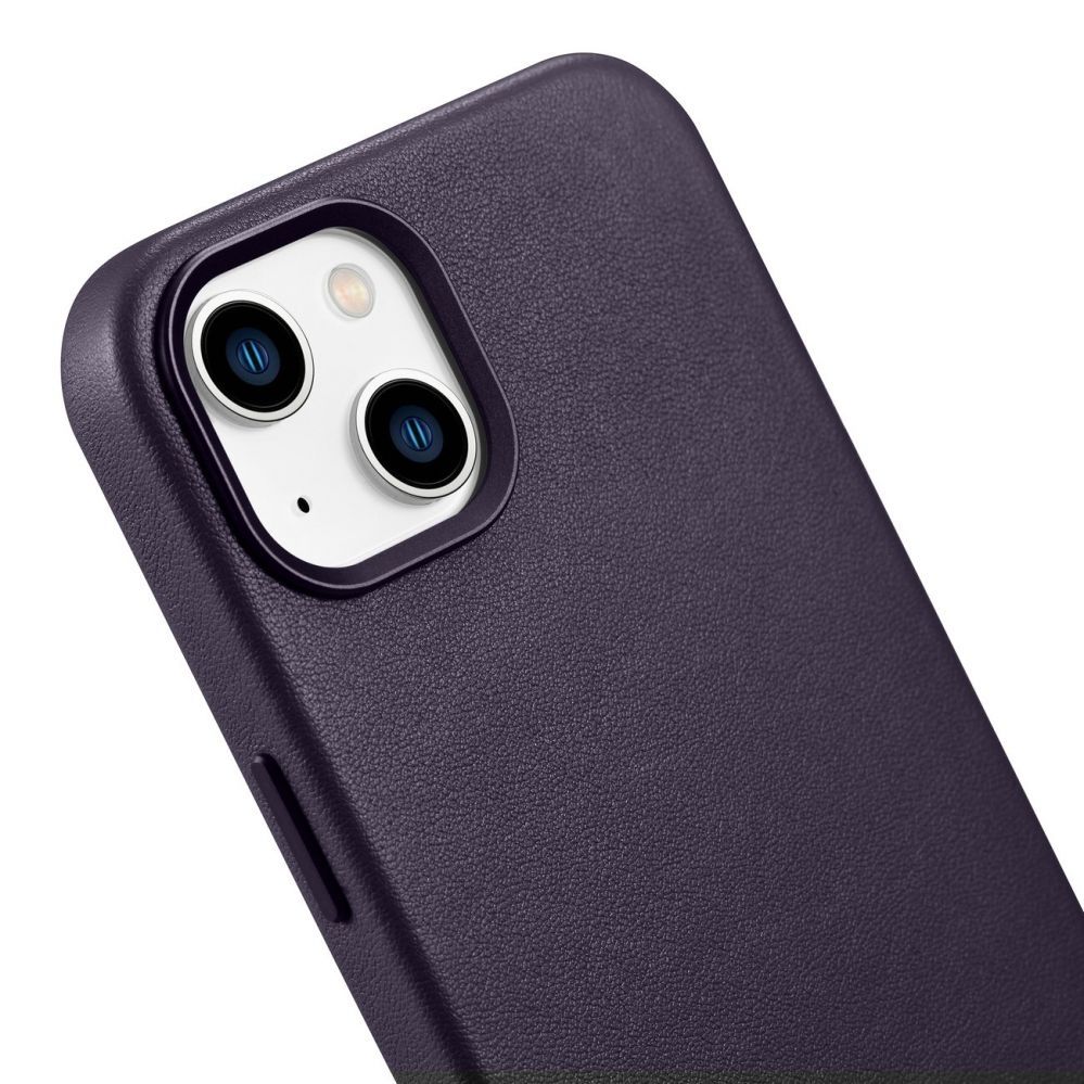 Aizmugurējais vāciņš iCarer iCarer Case Leather Cover Case for iPhone 14 Dark Purple (WMI14220705-DP) (MagSafe Compatible)