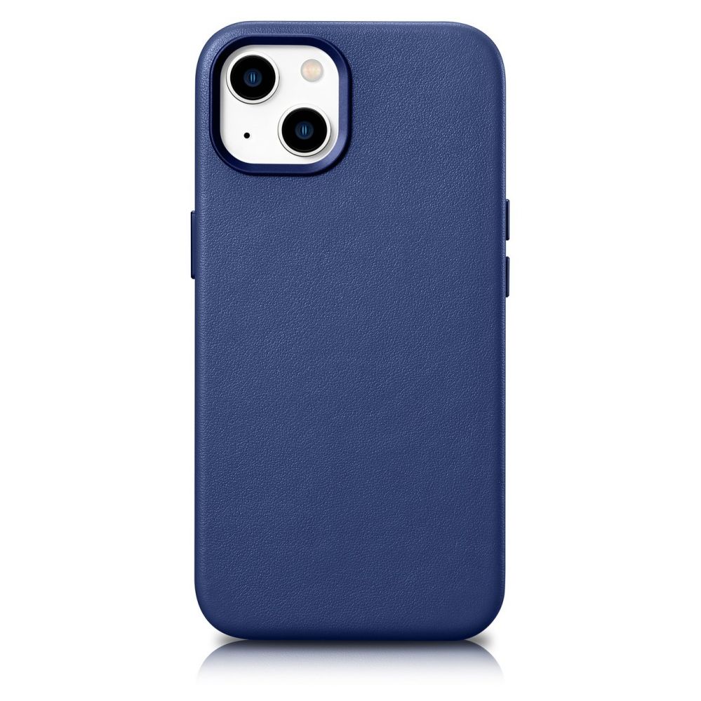 Tagakaaned iCarer iCarer Case Leather cover for iPhone 14 case made of natural leather blue (WMI14220705-BU) (MagSafe compatible)