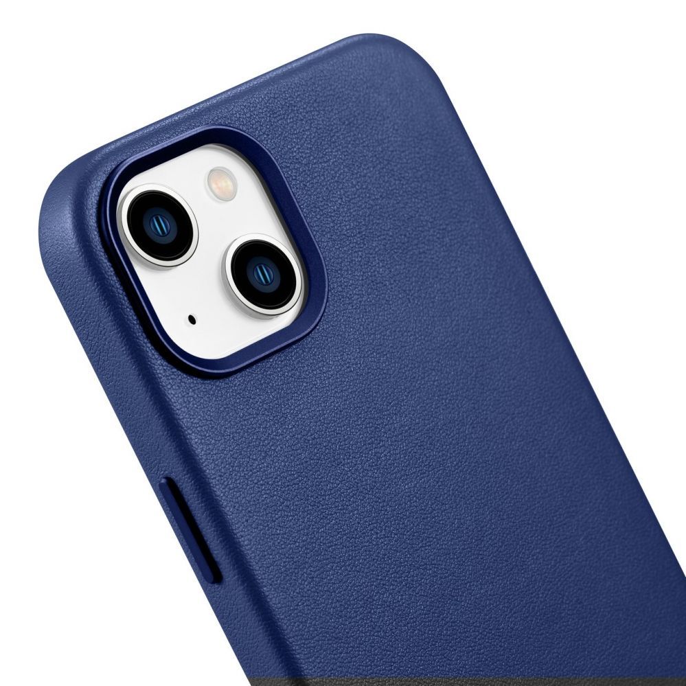 Tagakaaned iCarer iCarer Case Leather cover for iPhone 14 case made of natural leather blue (WMI14220705-BU) (MagSafe compatible)