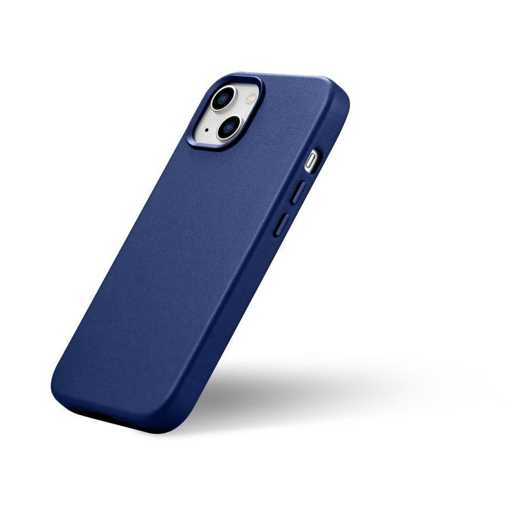 Tagakaaned iCarer iCarer Case Leather cover for iPhone 14 case made of natural leather blue (WMI14220705-BU) (MagSafe compatible)
