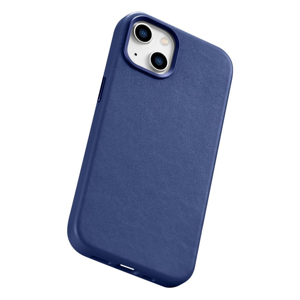 Tagakaaned iCarer iCarer Case Leather cover for iPhone 14 case made of natural leather blue (WMI14220705-BU) (MagSafe compatible)