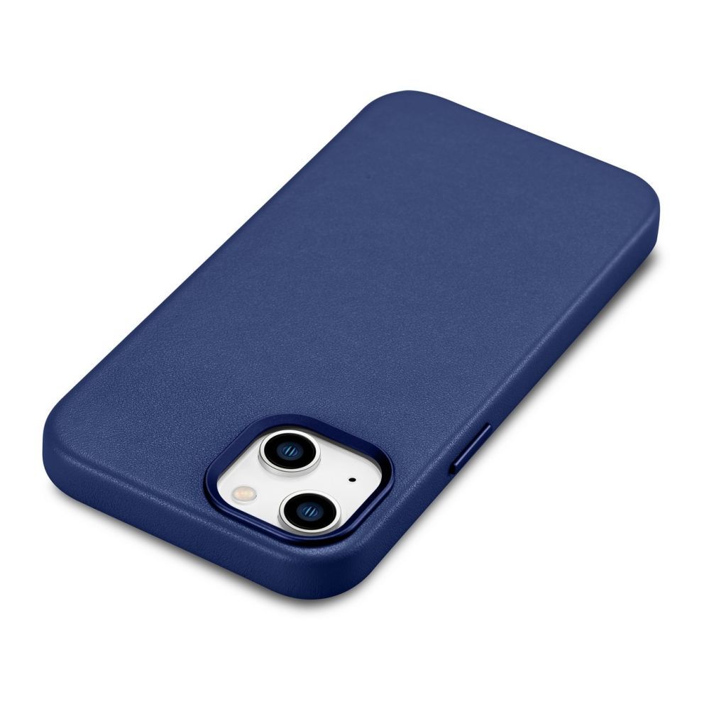 Tagakaaned iCarer iCarer Case Leather cover for iPhone 14 case made of natural leather blue (WMI14220705-BU) (MagSafe compatible)