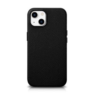 Aizmugurējais vāciņš iCarer  iCarer Litchi Premium Leather Case iPhone 14 Magnetic Leather Case with MagSafe Black (WMI14220709-BK) 