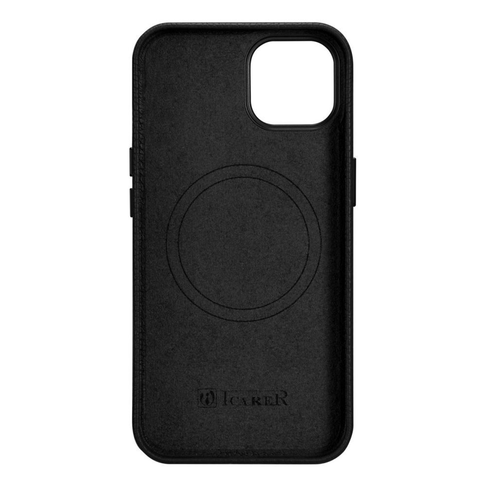 Tagakaaned iCarer iCarer Litchi Premium Leather Case iPhone 14 Magnetic Leather Case with MagSafe Black (WMI14220709-BK)