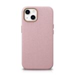 Nugarėlės dėklai iCarer  iCarer Litchi Premium Leather Case iPhone 14 Plus Magnetic Leather Case with MagSafe Pink (WMI14220711-PK) 