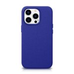 Nugarėlės dėklai iCarer  iCarer Litchi Premium Leather Case iPhone 14 Pro Max Magnetic Leather Case with MagSafe Dark Blue (WMI14220712-DB) 