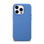 Nugarėlės dėklai iCarer  iCarer Litchi Premium Leather Case iPhone 14 Pro Max Magnetic Leather Case with MagSafe Light Blue (WMI14220712-LB) 