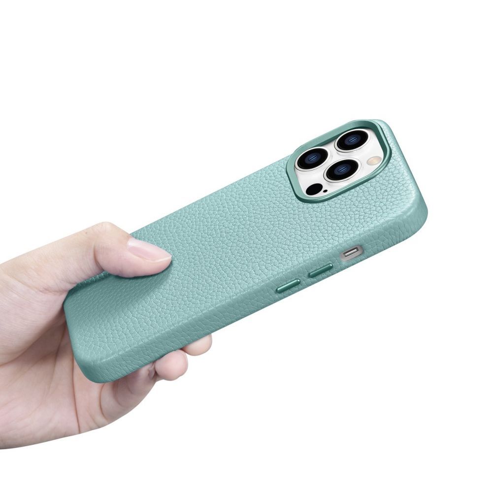 Tagakaaned iCarer iCarer Litchi Premium Leather Case iPhone 14 Pro Max Magnetic Leather Case with MagSafe Green (WMI14220712-GN)