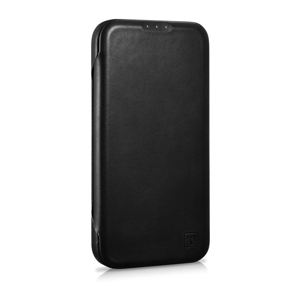 Back panel cover iCarer iCarer CE Oil Wax Premium Leather Folio Case Leather Case iPhone 14 Plus Magnetic Flip MagSafe Black (AKI14220707-BK)