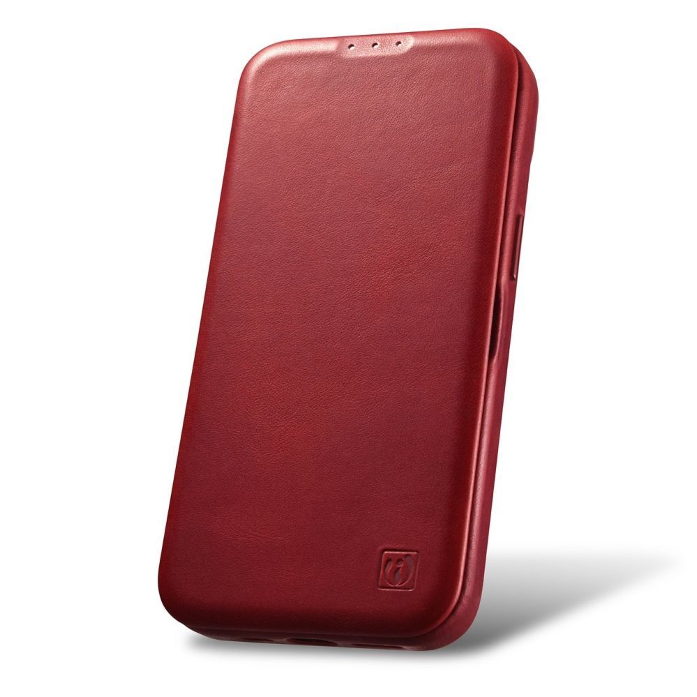 Back panel cover iCarer iCarer CE Oil Wax Premium Leather Folio Case iPhone 14 Plus Magnetic Flip Leather Folio Case MagSafe Red (AKI14220707-RD)