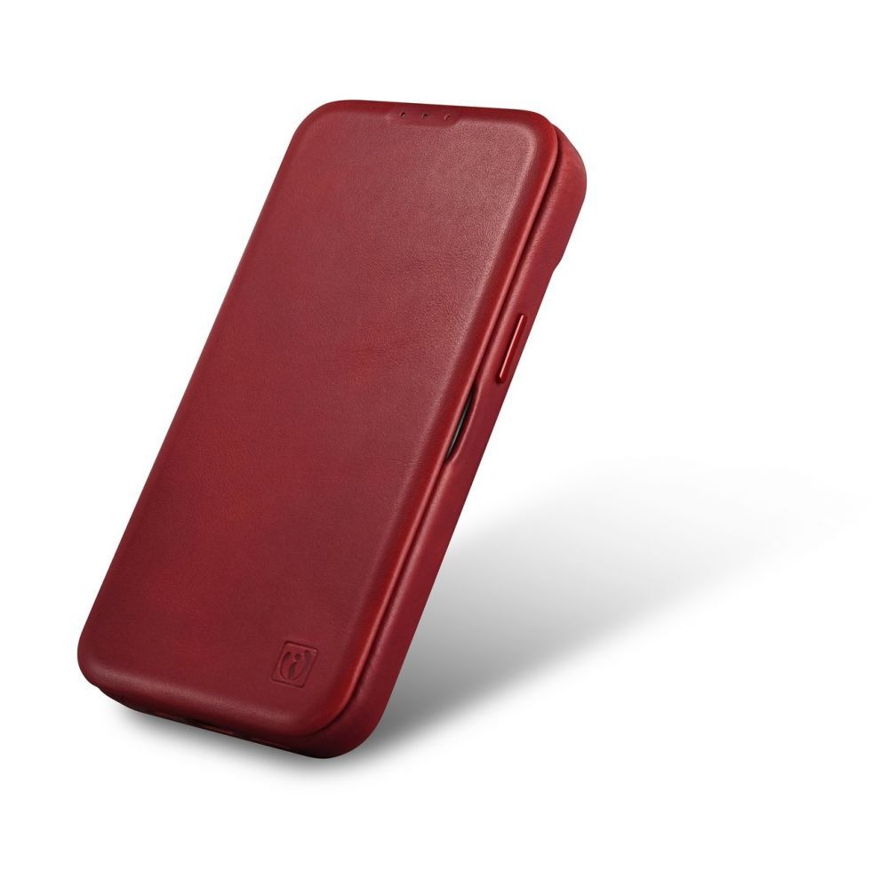 Back panel cover iCarer iCarer CE Oil Wax Premium Leather Folio Case iPhone 14 Plus Magnetic Flip Leather Folio Case MagSafe Red (AKI14220707-RD)