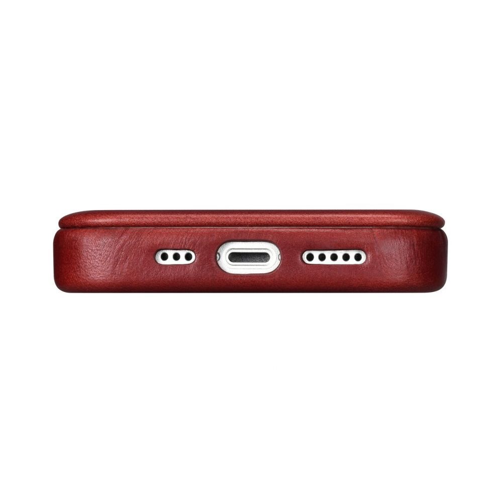Back panel cover iCarer iCarer CE Oil Wax Premium Leather Folio Case iPhone 14 Plus Magnetic Flip Leather Folio Case MagSafe Red (AKI14220707-RD)
