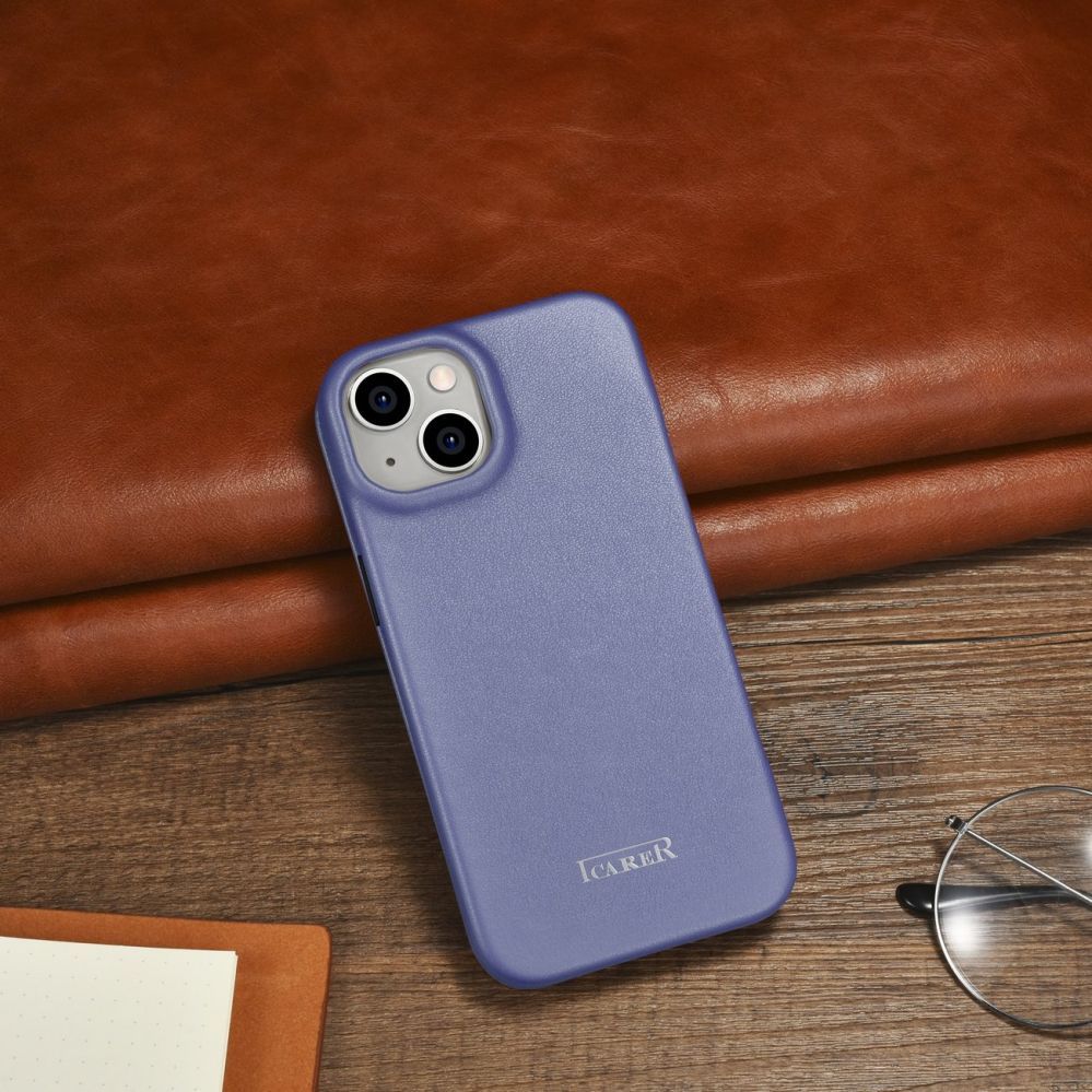 Tagakaaned iCarer iCarer CE Premium Leather Folio Case iPhone 14 Plus Magnetic Flip Leather Folio Case MagSafe Light Purple (WMI14220715-LP)