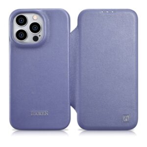 Aizmugurējais vāciņš iCarer  iCarer CE Premium Leather Folio Case iPhone 14 Pro Max Magnetic Flip Leather Folio Case MagSafe Light Purple (WMI14220716-LP) 