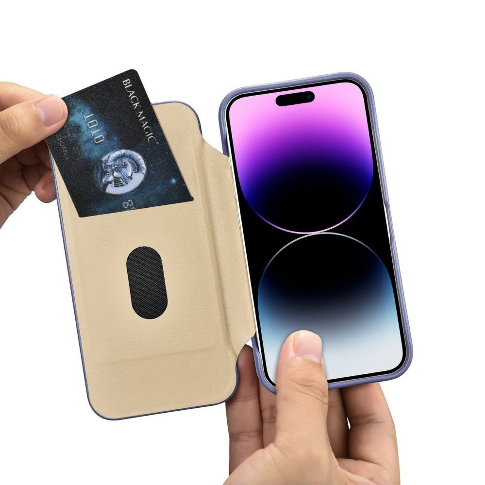 Tagakaaned iCarer iCarer CE Premium Leather Folio Case iPhone 14 Pro Max Magnetic Flip Leather Folio Case MagSafe Light Purple (WMI14220716-LP)