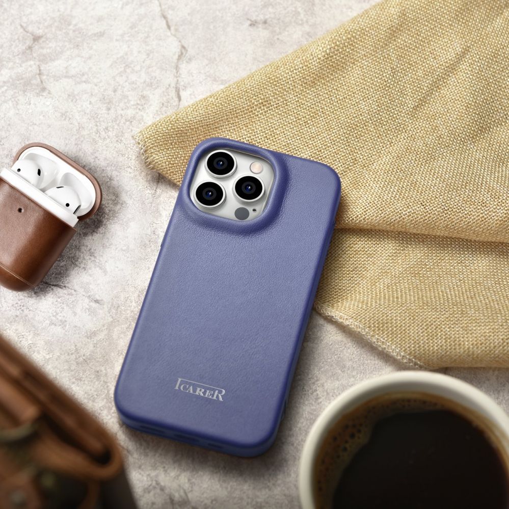 Tagakaaned iCarer iCarer CE Premium Leather Folio Case iPhone 14 Pro Max Magnetic Flip Leather Folio Case MagSafe Light Purple (WMI14220716-LP)