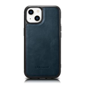 Aizmugurējais vāciņš iCarer  iCarer Leather Oil Wax case covered with natural leather for iPhone 14 blue (WMI14220717-BU) 