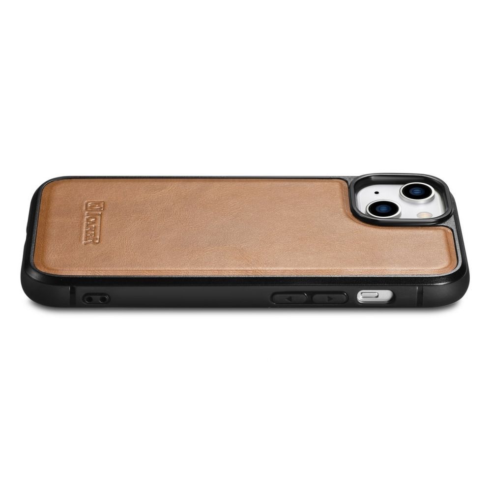 Aizmugurējais vāciņš iCarer iCarer Leather Oil Wax case covered with natural leather for iPhone 14 brown (WMI14220717-TN)