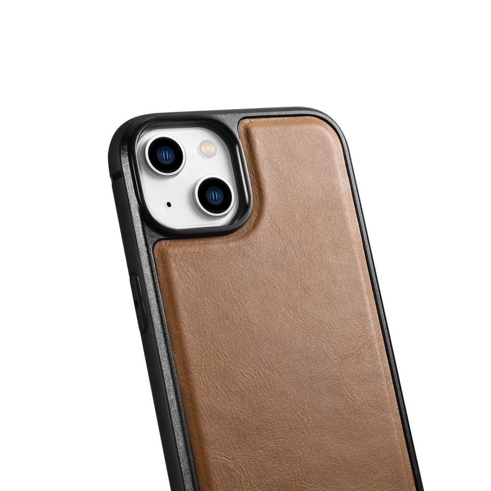 Aizmugurējais vāciņš iCarer iCarer Leather Oil Wax case covered with natural leather for iPhone 14 brown (WMI14220717-TN)