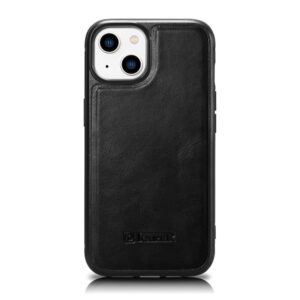 Aizmugurējais vāciņš iCarer  iCarer Leather Oil Wax case covered with natural leather for iPhone 14 Plus black (WMI14220719-BK) 
