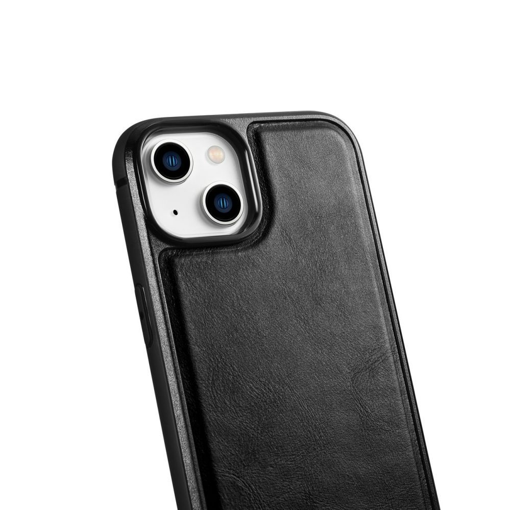 Tagakaaned iCarer iCarer Leather Oil Wax case covered with natural leather for iPhone 14 Plus black (WMI14220719-BK)