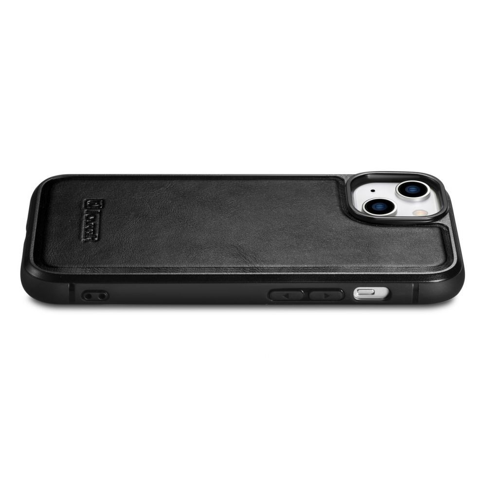 Tagakaaned iCarer iCarer Leather Oil Wax case covered with natural leather for iPhone 14 Plus black (WMI14220719-BK)