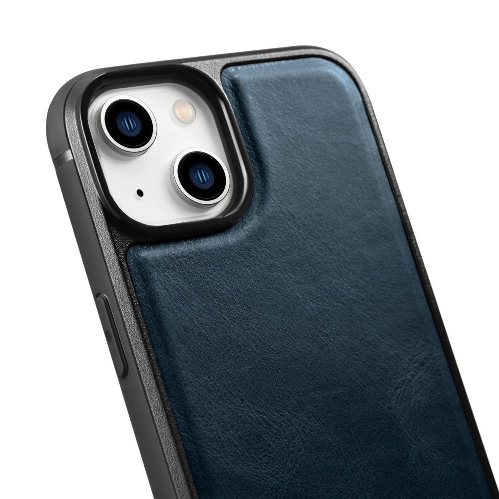 Tagakaaned iCarer iCarer Leather Oil Wax case covered with natural leather for iPhone 14 Plus blue (WMI14220719-BU)