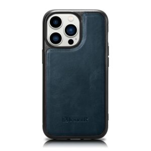 Aizmugurējais vāciņš iCarer  iCarer Leather Oil Wax case for iPhone 14 Pro Max leather case blue (WMI14220720-BU) 