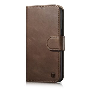 Aizmugurējais vāciņš iCarer  iCarer Oil Wax Wallet Case 2in1 Case iPhone 14 Leather Flip Cover Anti-RFID Brown (WMI14220721-BN) 